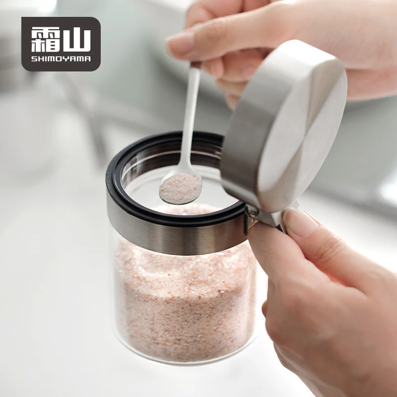 Shimoyama 304 Stainless Steel Borosilicate Glass Seasoning Jar 350ml - Image 2