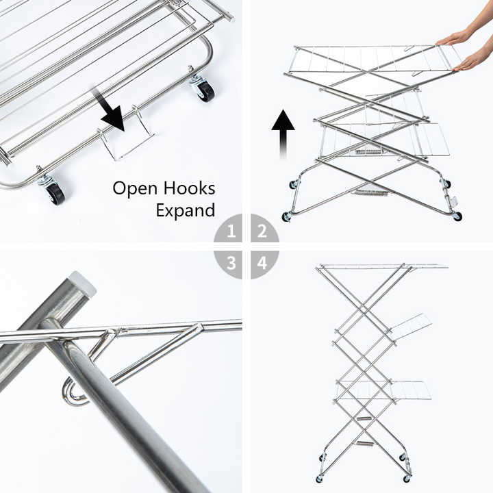 Shimoyama 304 Stainless Steel Foldable W-Shaped Drying Rack - Image 7