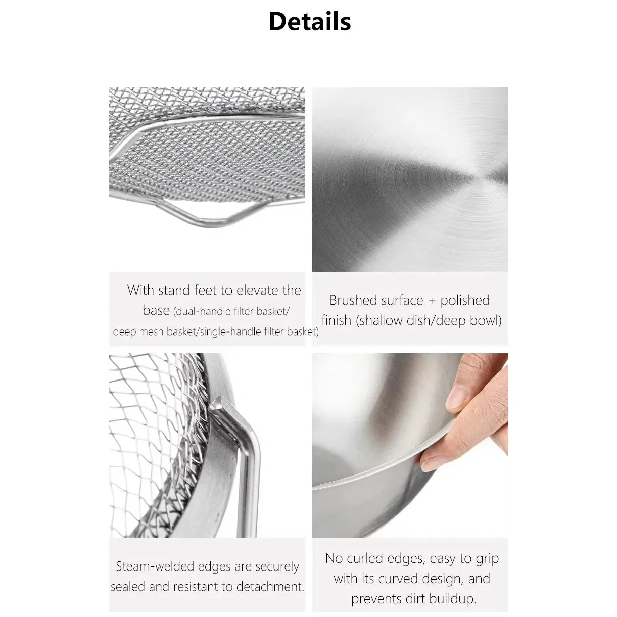 Shimoyama 304 Stainless Steel Strainer Mixing Bowl - 23cm Set of 6 - Image 13