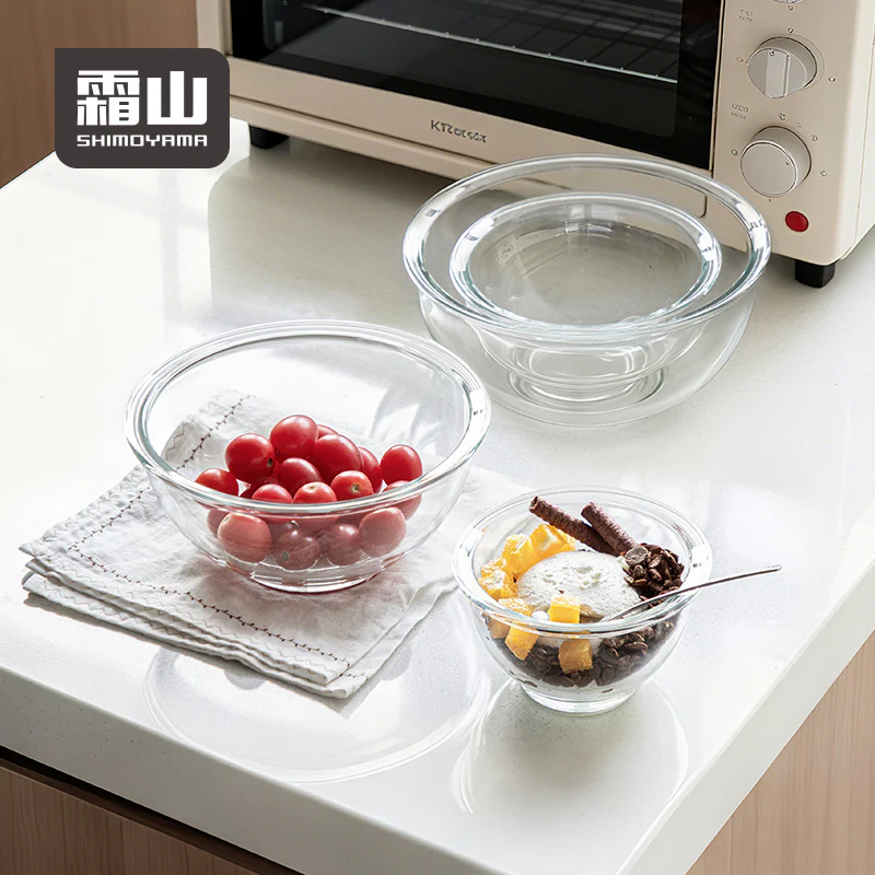 Shimoyama Borosilicate Glass Salad Bowl Set -Â 1400ml + 2400ml - Image 4