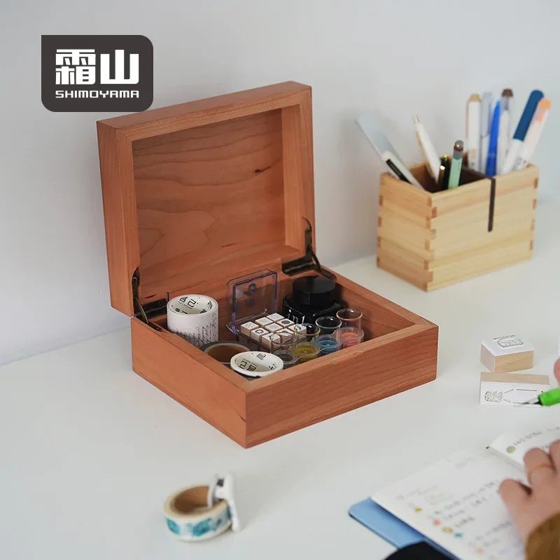 Shimoyama Cherry Wood Sewing Storage Box - 18x15x7.5cm - Image 2