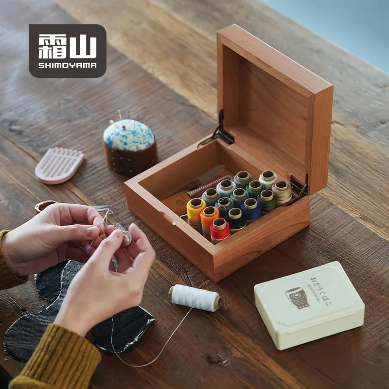 Shimoyama Cherry Wood Sewing Storage Box - 18x15x7.5cm - Image 3