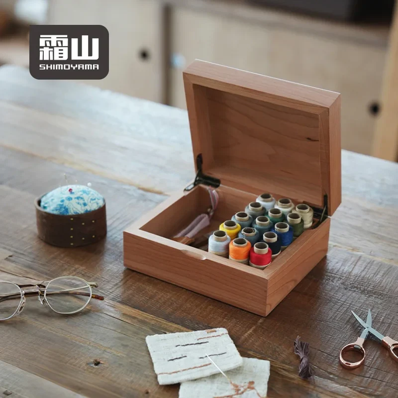 Shimoyama Cherry Wood Sewing Storage Box - 18x15x7.5cm - Image 7