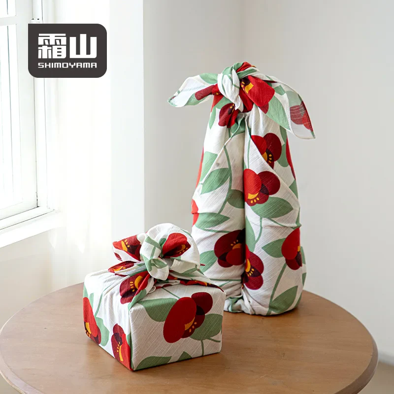 Shimoyama Cotton Tsubaki Camellia Furoshiki 90x90cm - Image 2