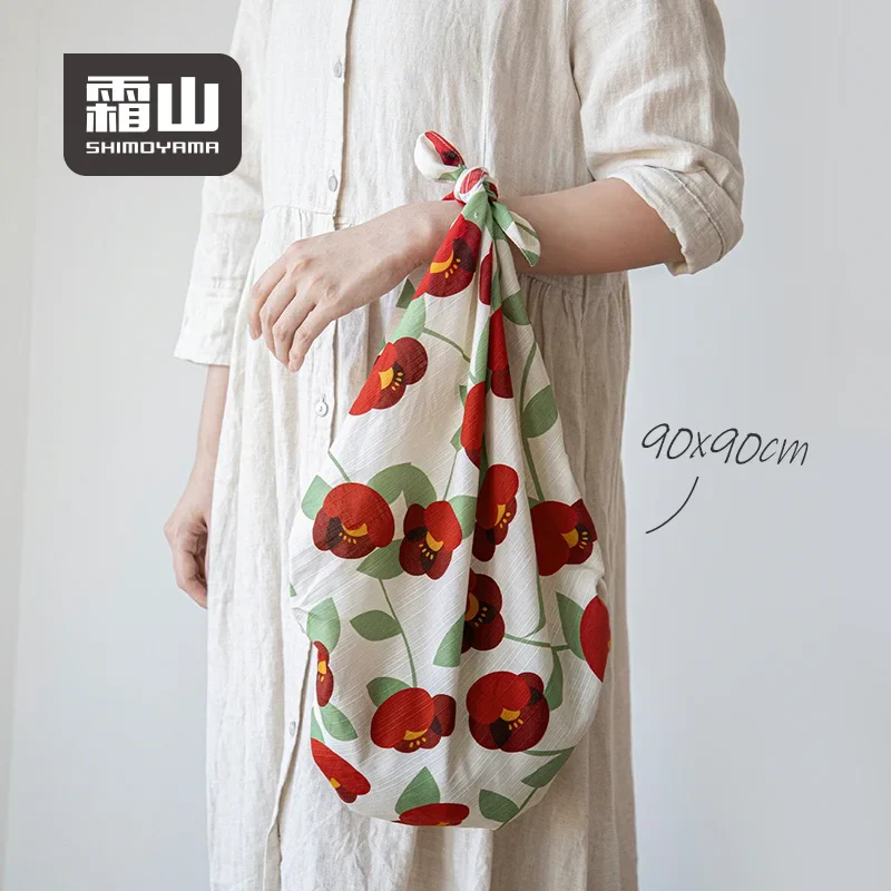 Shimoyama Cotton Tsubaki Camellia Furoshiki 90x90cm - Image 4