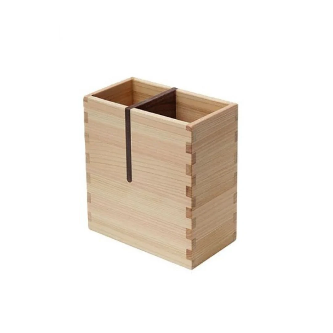 Shimoyama Cypress Cutlery Storage Box - 12.5x7x13.5cm