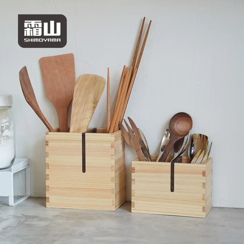 Shimoyama Cypress Cutlery Storage Box - 12.5x7x13.5cm - Image 2