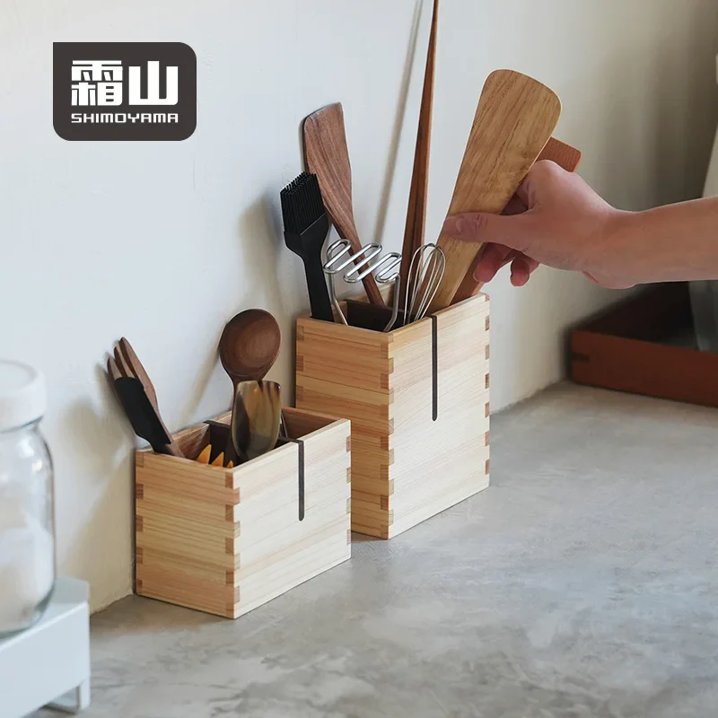 Shimoyama Cypress Cutlery Storage Box - 12.5x7x13.5cm - Image 4