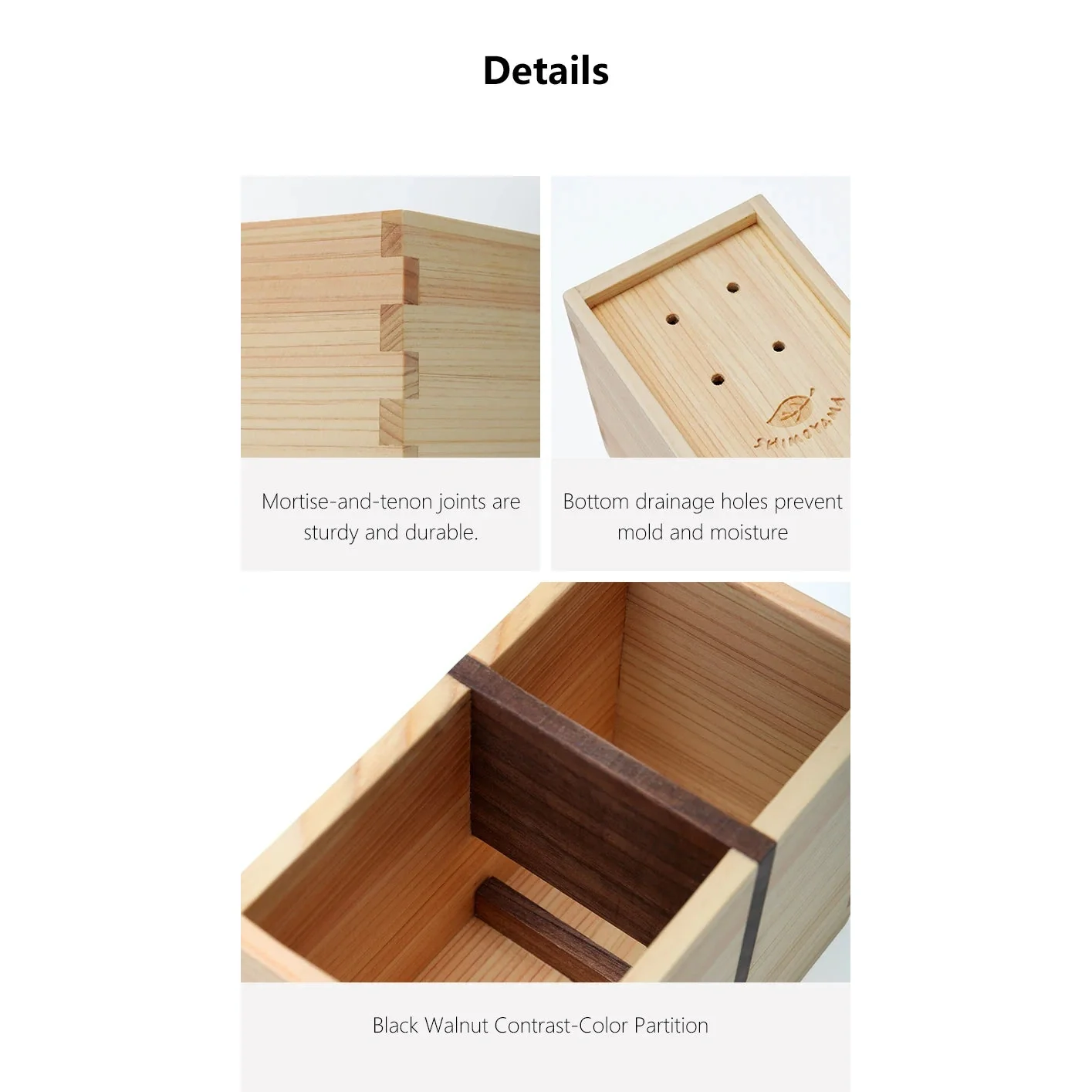 Shimoyama Cypress Cutlery Storage Box - 12.5x7x13.5cm - Image 6