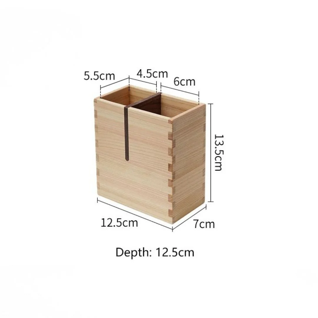 Shimoyama Cypress Cutlery Storage Box - 12.5x7x13.5cm - Image 7