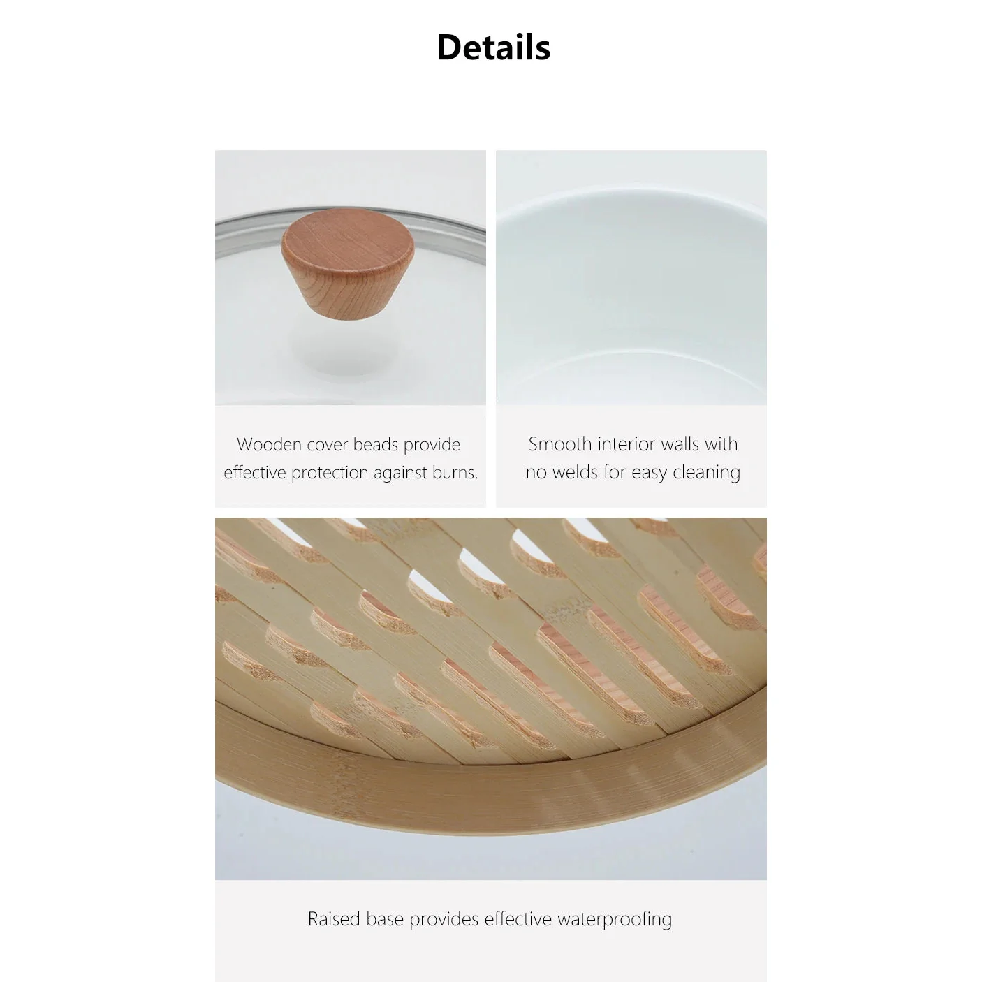 Shimoyama Dual-handle Enamel Pot with Glass Lid 22cm & Bamboo Steamer 21cm Set - Image 9