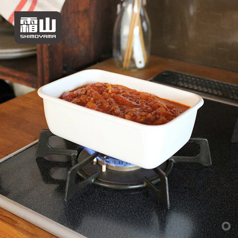 Shimoyama Enamel Square Storage Box 600ml - Image 3