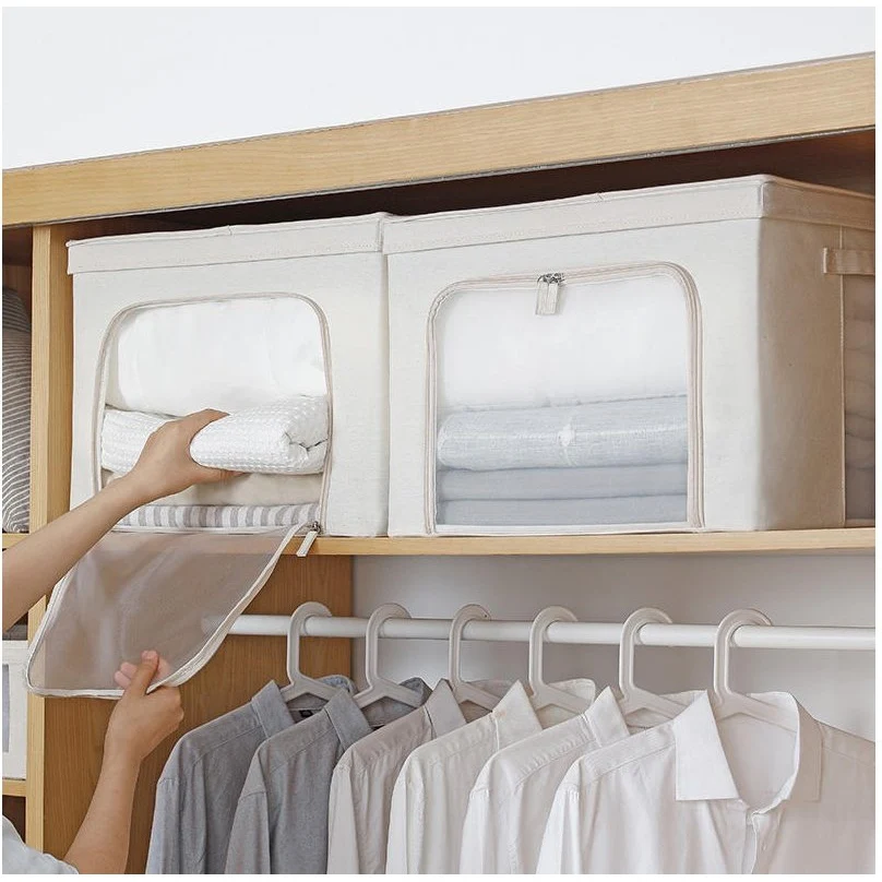Shimoyama Foldable Linen Storage Box with Clear Windows 100L - Image 2