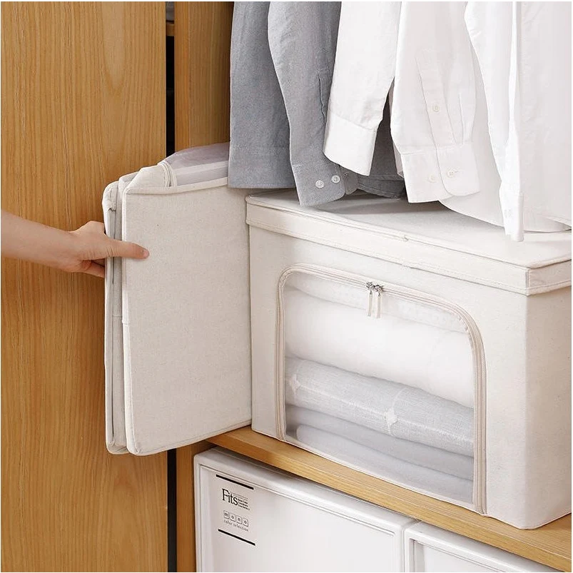 Shimoyama Foldable Linen Storage Box with Clear Windows 100L - Image 4