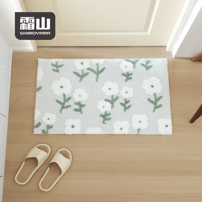Shimoyama Grey Floral Floor Mat - 48x76cm - Image 4