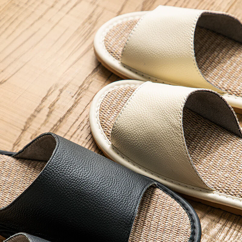Shimoyama Leather Linen Slippers - Image 10