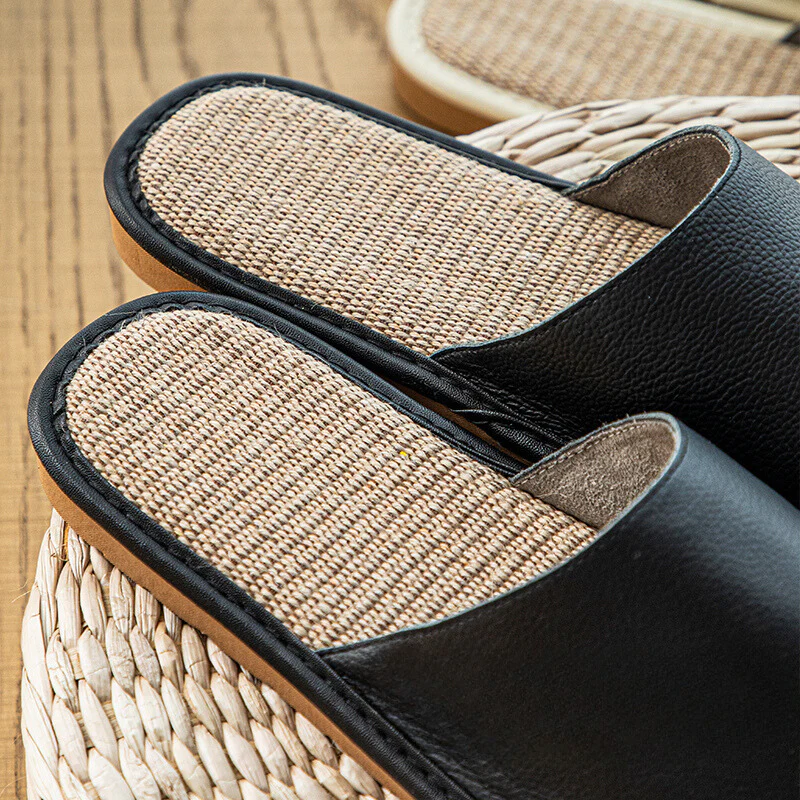 Shimoyama Leather Linen Slippers - Image 11
