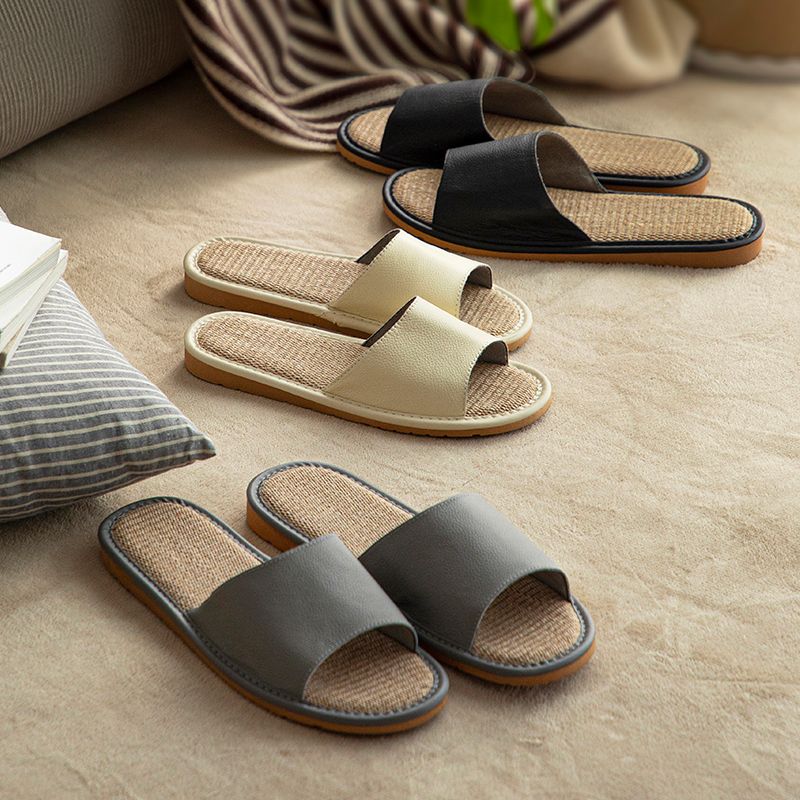 Shimoyama Leather Linen Slippers - Image 3