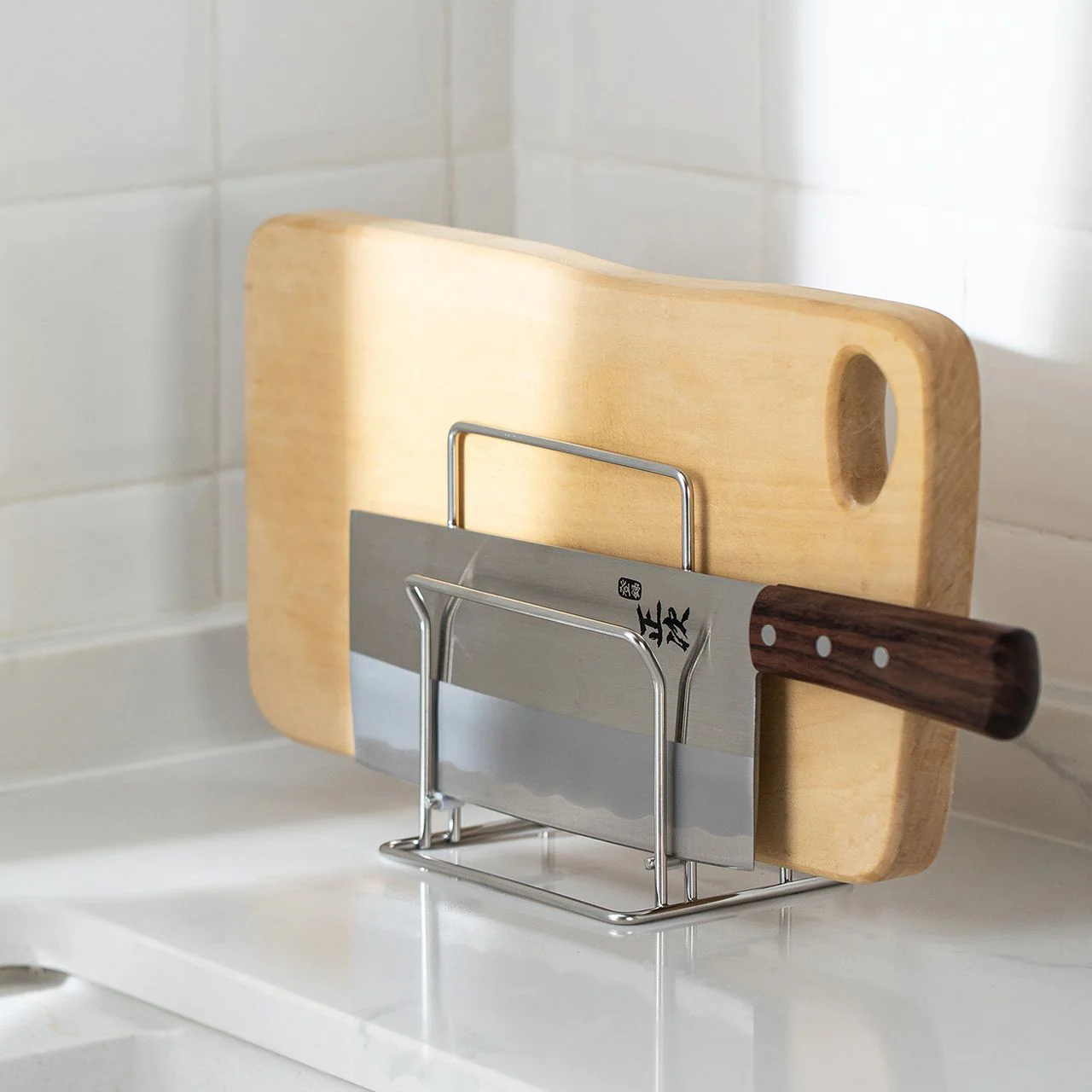 Shimoyama Stainless Steel Knife and Chopping Board Rack - Image 4