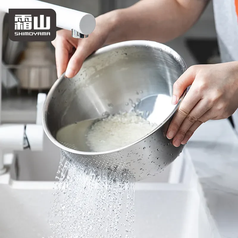 Shimoyama Stainless Steel 3 Way Strainer Washing Bowl 22.5cm - Image 2