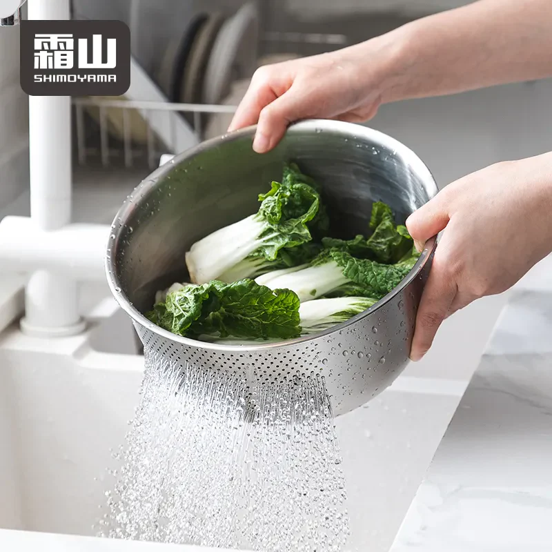 Shimoyama Stainless Steel 3 Way Strainer Washing Bowl 22.5cm - Image 3