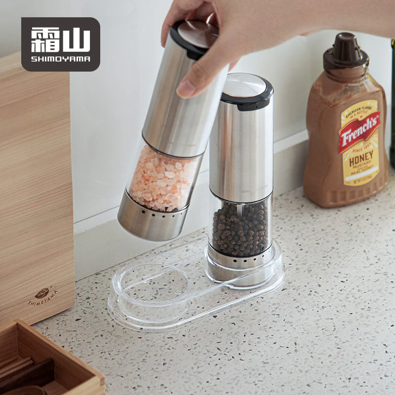 Shimoyama Stainless Steel Electric Salt & Pepper Grinder 95ml 2P Set - Image 7