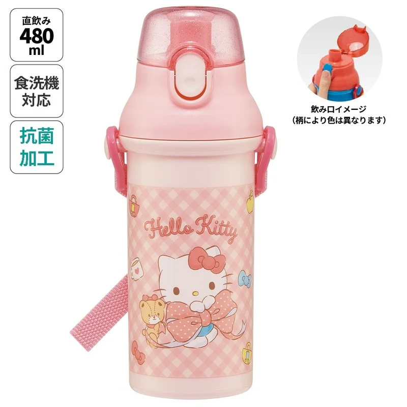 Skater Hello Kitty Big Ribbon One Touch Drink Bottle 480ml - Image 2