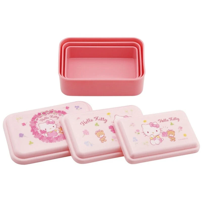 Skater Hello Kitty Floral Wreath Sealed Lunch Box Set 3pcs - Image 2