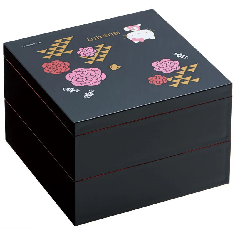 Skater Hello Kitty Two-Tier Lacquer Bento Box - Image 2