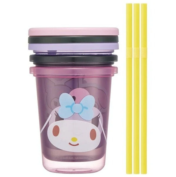 Skater My Melody & Kuromi Tumbler Set with Straws (320ml) - Image 2