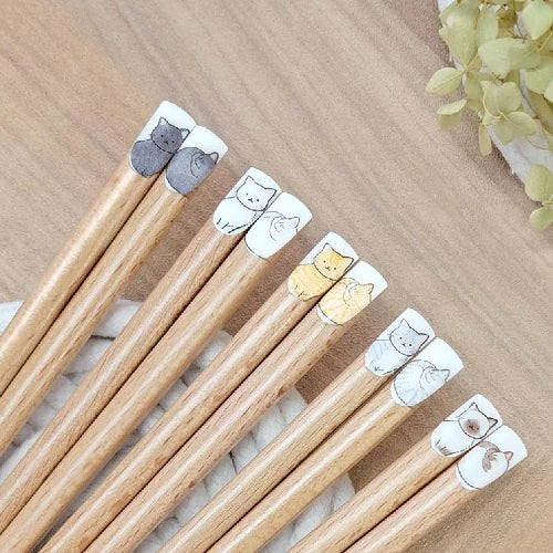 Tanaka Hashiten Nyanmoniyaito Chopsticks 22.5cm - White Neko - Image 2