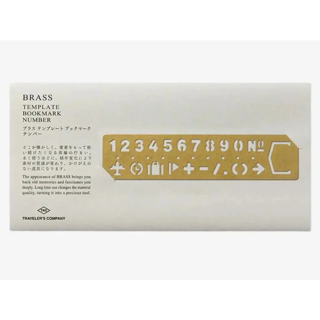 Traveler's Company Brass Template Bookmark - Number
