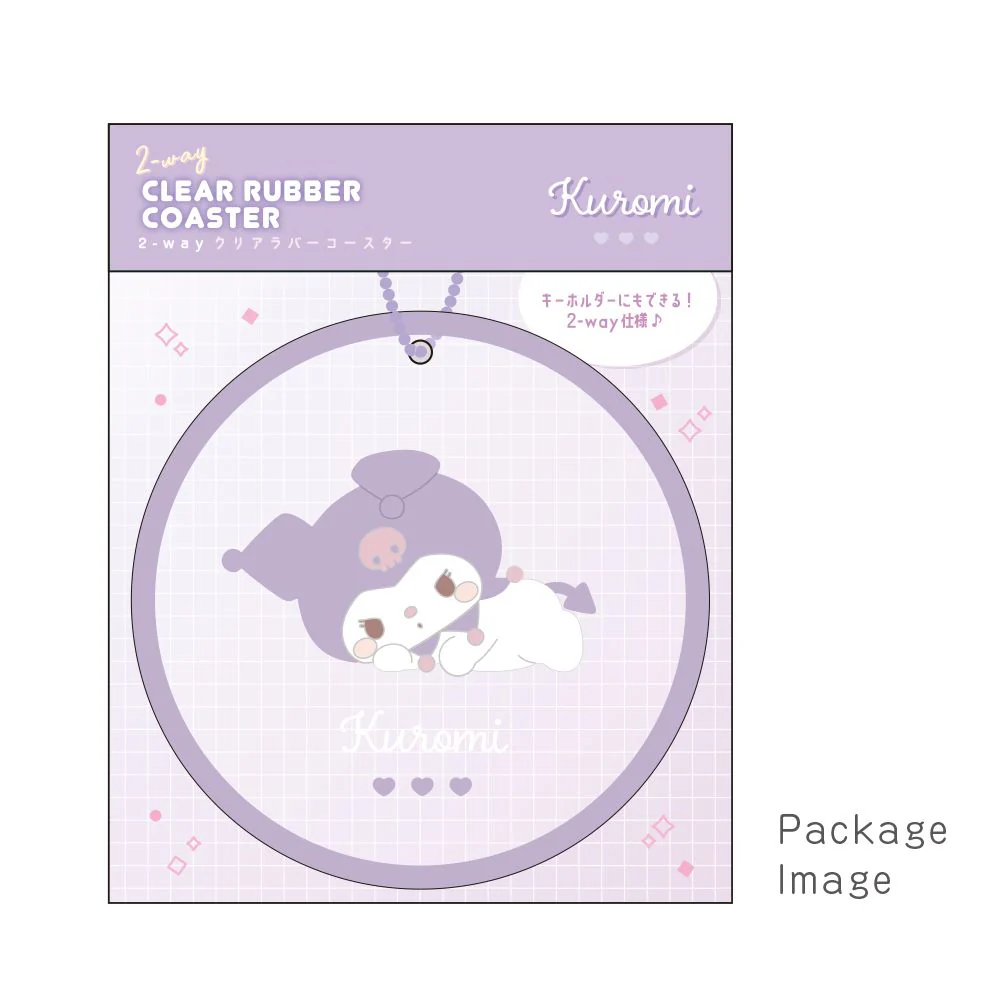 T's Factory 2-Way Rubber Coaster Keyring - Kuromi - Image 2