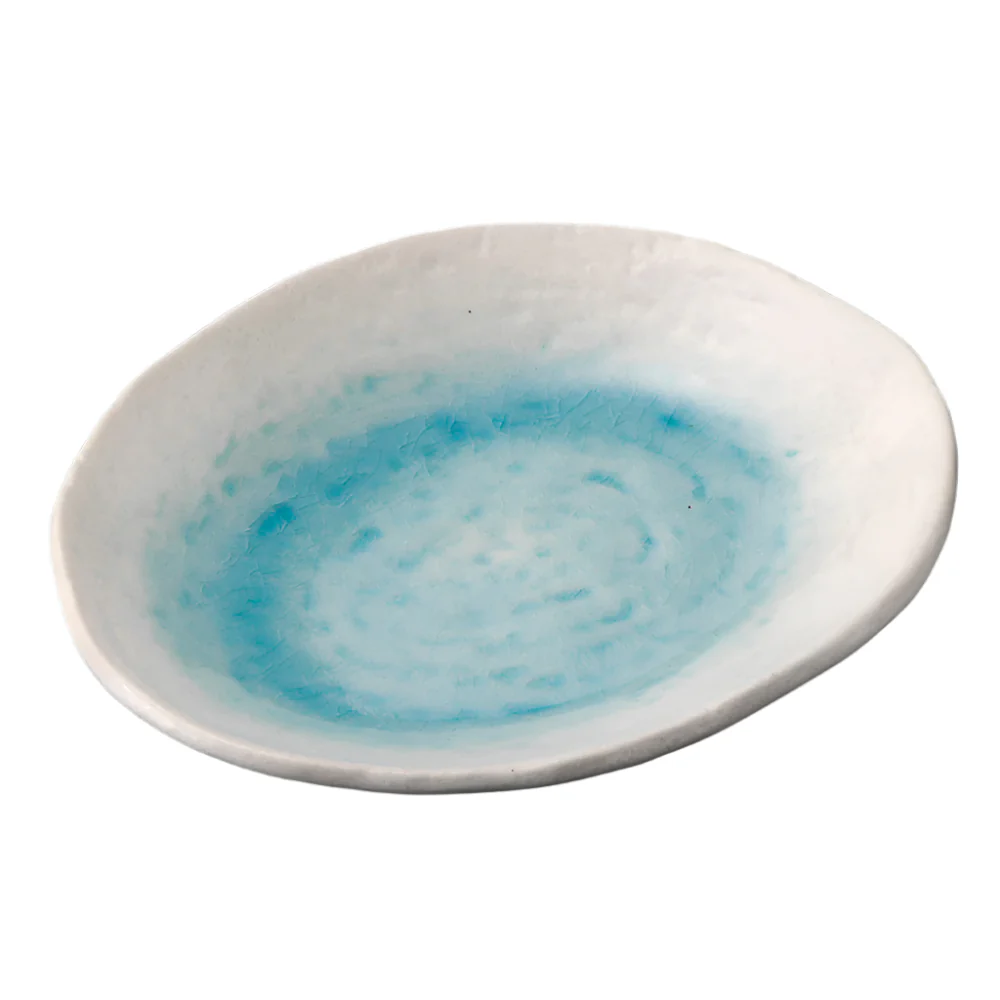 Turquoise Blue Oval Plate 15.7x12