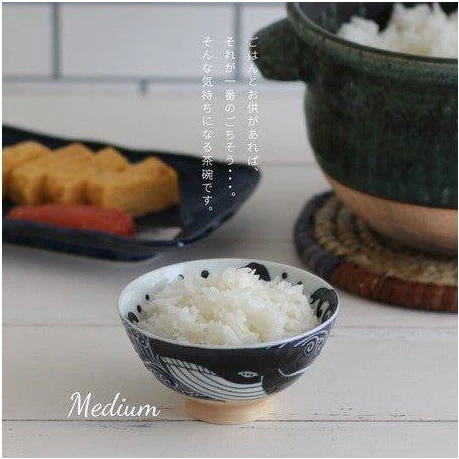 Shiranami Kujira Whale Chawan Rice Bowl 11.8D 6H