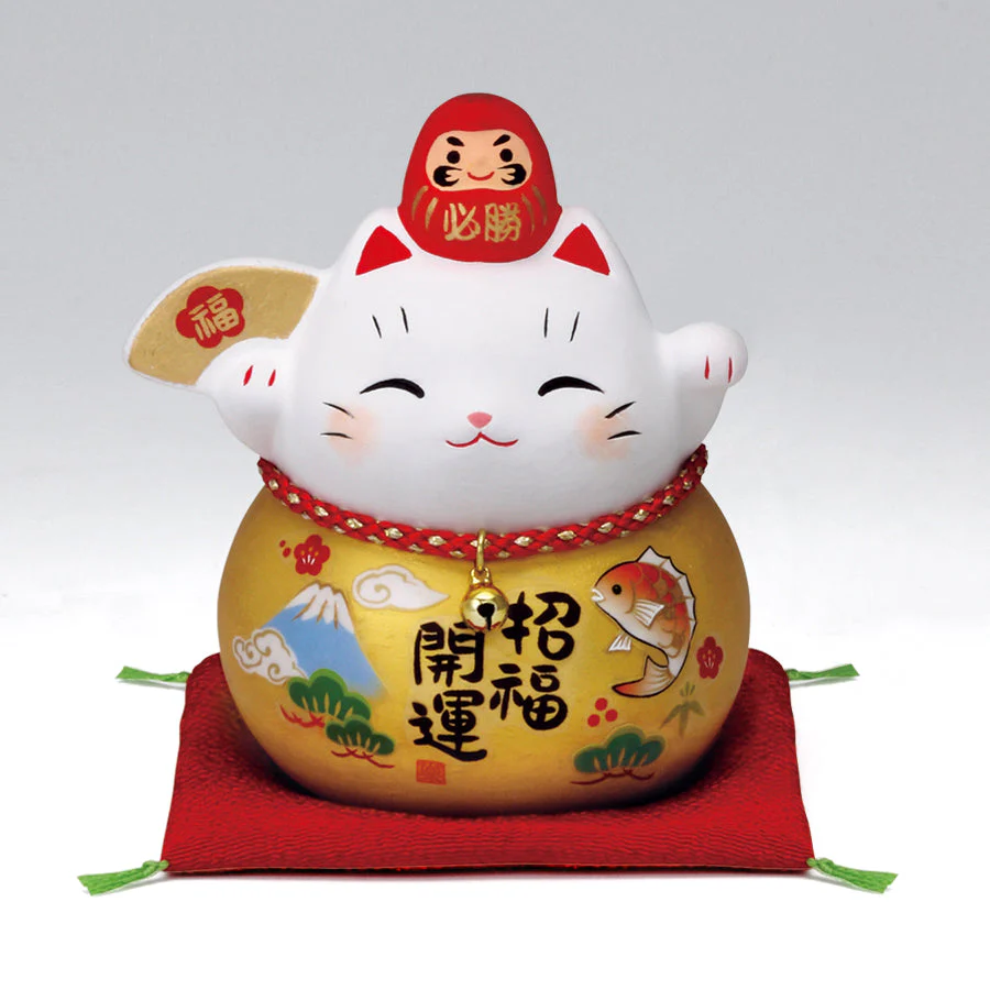 Yakushigama Daruma Maneki-Neko Gold - Medium