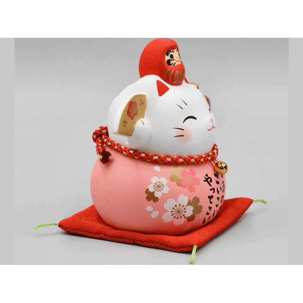 Yakushigama Daruma Maneki-Neko Sakura Pink Piggy Bank - Image 3