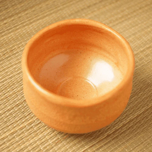 Yamaki Orange Shino Matcha Bowl - Image 3