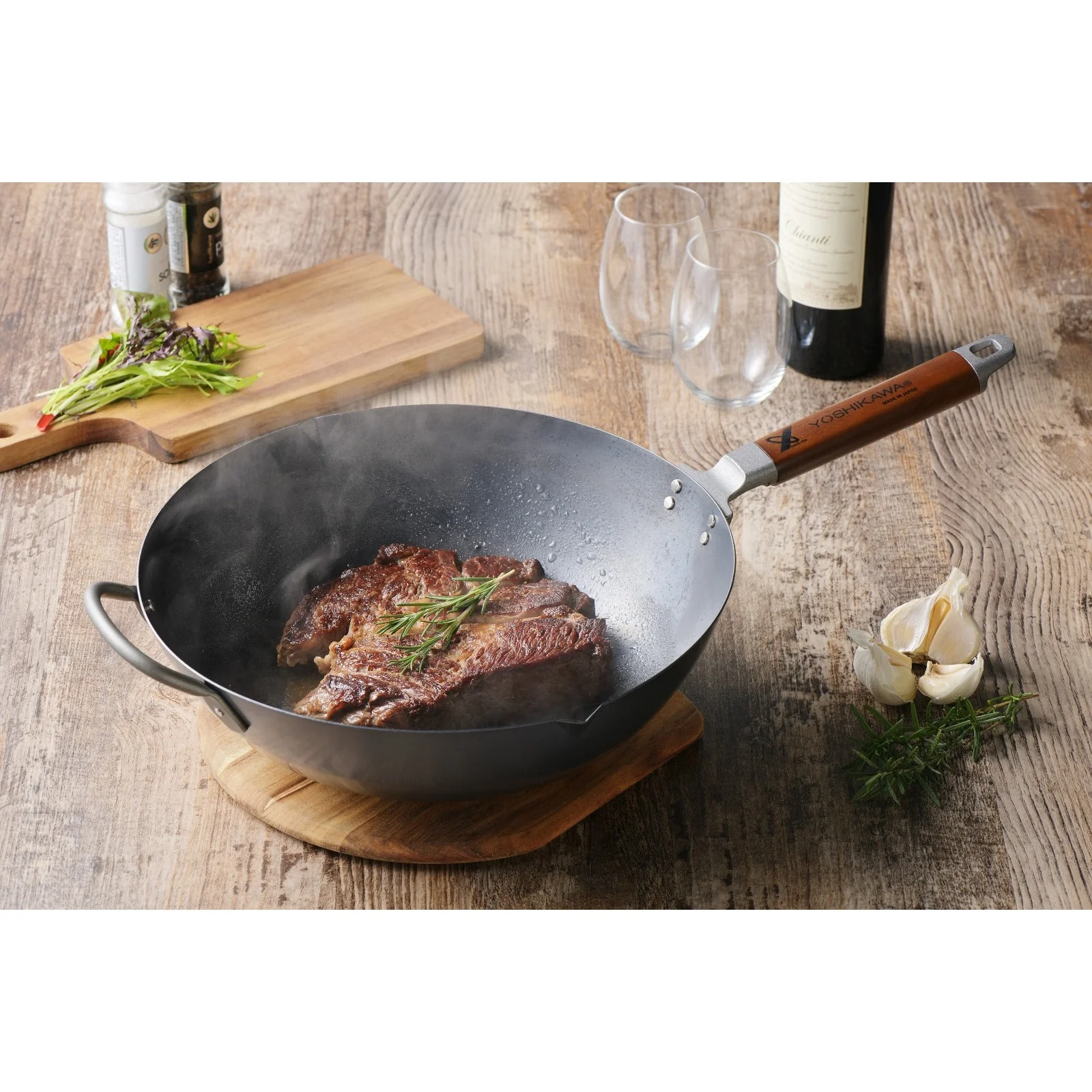 Yoshikawa Nitrided Iron Wok 36cm - Image 2