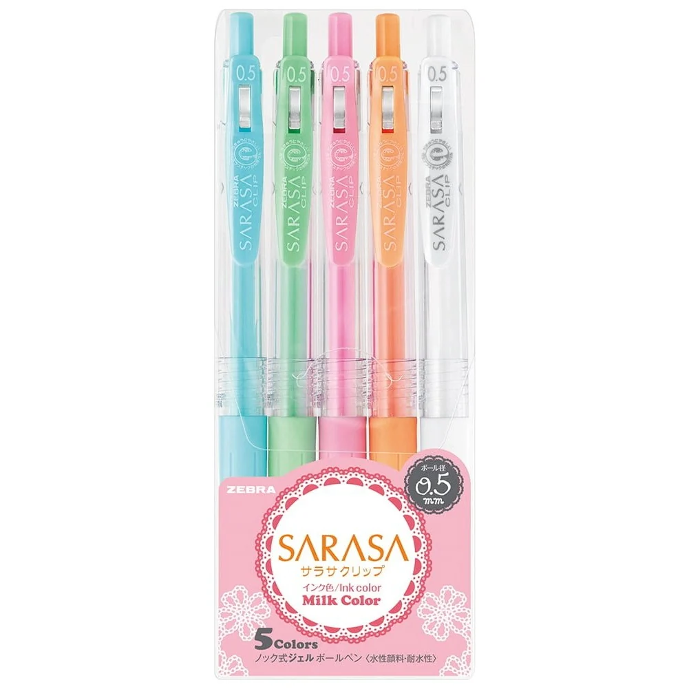 Zebra Sarasa Clip 0.5mm Milky Pastel 5-colour Set